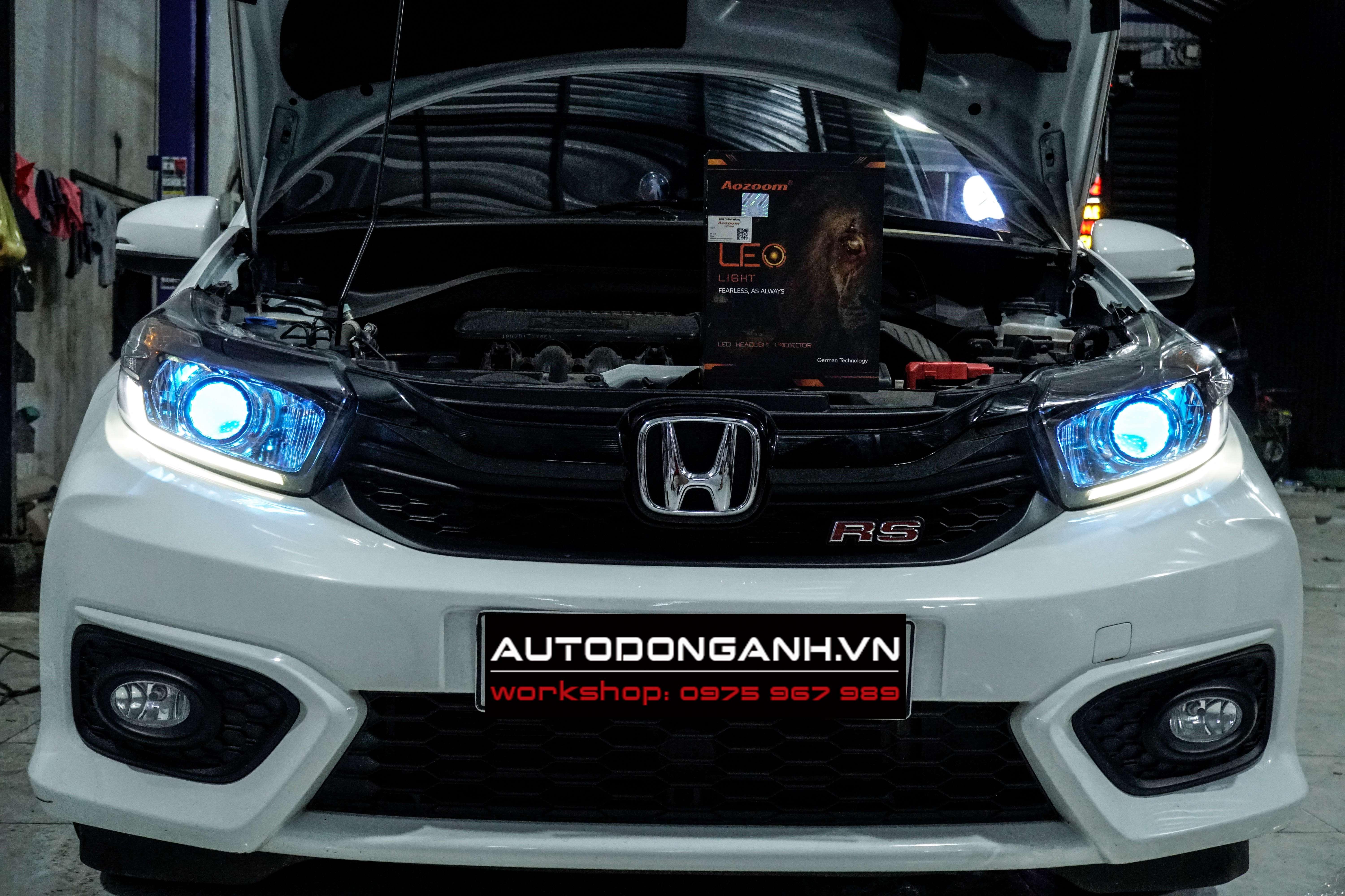 Honda Brio nâng cấp đèn bi led Aozoom Leo